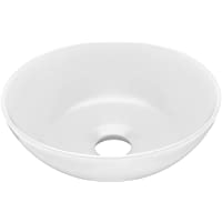 vidaXL Lavabo de Cuarto de Baño Redondo Lujo Tocador Montado Encima Aseo Indoro Cocina Garaje Fácil de Limpiar Moderno…